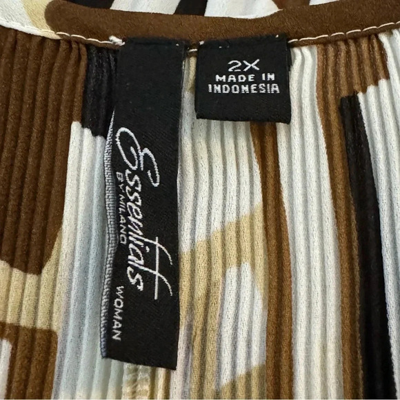 Essentials By Milano 2X Tank Top Shirt Brown Abstract Sleeveless Scoop Neck - Picture 5 of 5
